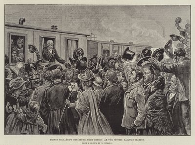 Prins Bismarcks afgang fra Berlin, ved Stettin Railway Station (gravering) af German School