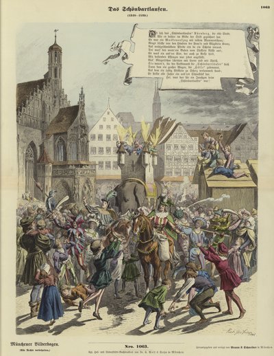 Procession af Schoenbartlaufen, Nürnberg, Tyskland, 1349-1539 af German School