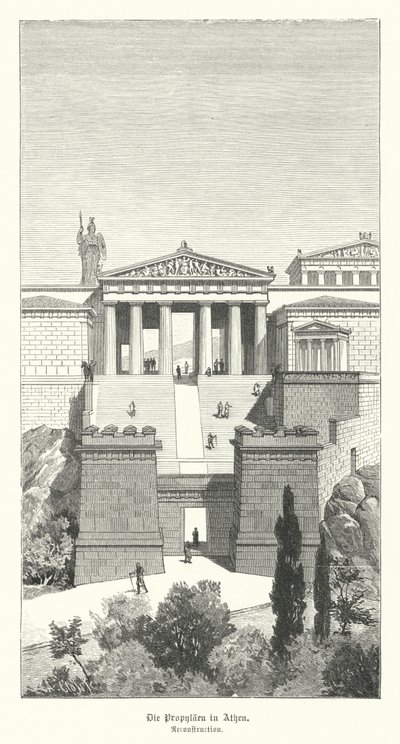 Propylaea, indgang til Akropolis i Athen, Antikkens Grækenland (gravering) af German School