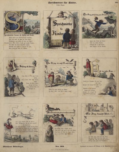 Ordsprog for børn (farvet indgravering) af German School