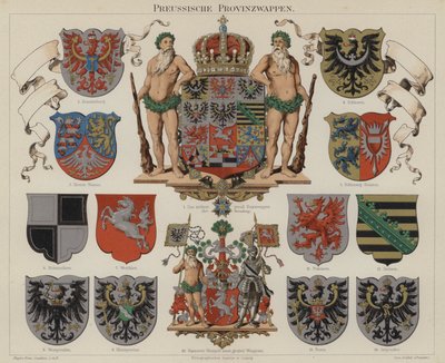 Preussiske provinsvåben (farve litho) af German School