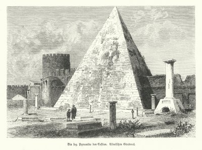 Pyramide af Cestius, grav af Gaius Cestius, Rom, bygget i c12 BC (gravering) af German School