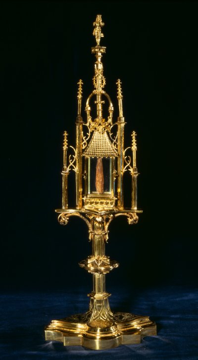 Relikvieskrin Monstrans med stykke kors, Augsburg, ca. 1490 (guld og træ) af German School