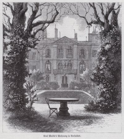 Bolig for feltmarskal Helmuth von Moltke, sejrrig kommandør for de preussiske hære i den fransk-preussiske krig, Versailles, Frankrig (gravering) af German School