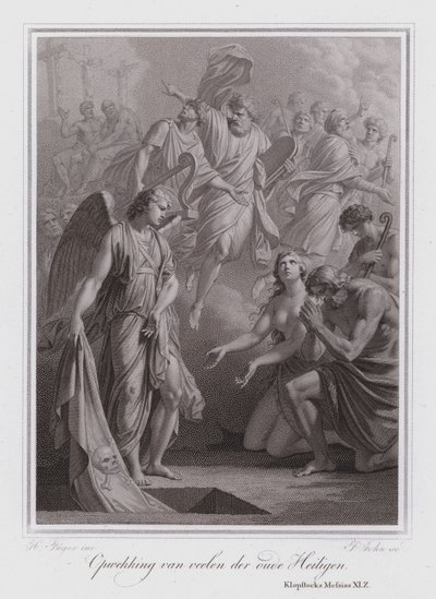 Opstandelse af de gamle helgener (gravering) af German School