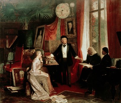 Richard Wagner med Franz Liszt og Liszts datter Cosima af German School