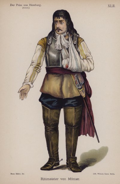 Rittmeister von Moerner, fra Der Prinz von Homburg (Prinsen af ​​Homburg) af Heinrich von Kleist (farve litho) af German School