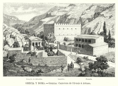 Vej fra Eleusis til Athen, Grækenland (litho) af German School