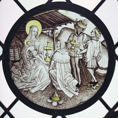 Roundel med Tilbedelse af Magi af German School