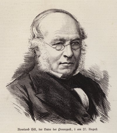 Rowland Hill, britisk reformator af postvæsenet og opfinder af frimærket (gravering) af German School