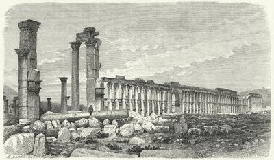Ruinerne af byen Palmyra, Syrien (gravering) af German School