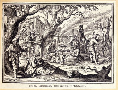 Landboer i middelalderen. Tysk stik fra det 18. århundrede. Anonym. Bibl. af Deco Arts. af German School