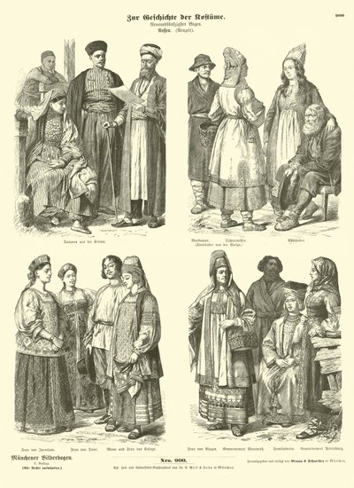 Russian costumes, late 19th Century  af German School