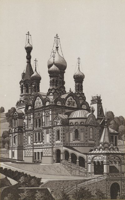 russisk kirke (litho) af German School