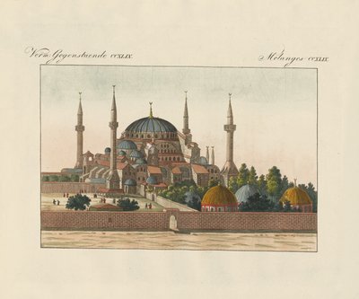 Saint-Sophia-katedralen i Konstantinopel (farvet gravering) af German School