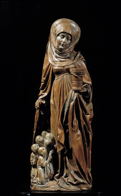 Sankt Martha og angrende Polykrom træskulptur af German School