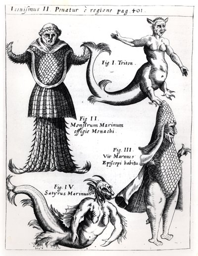 Sømonstre, illustration fra Physica Curiosa af Gaspar Schott S.J. (1608-66), udgivet Würzburg 1662 af German School