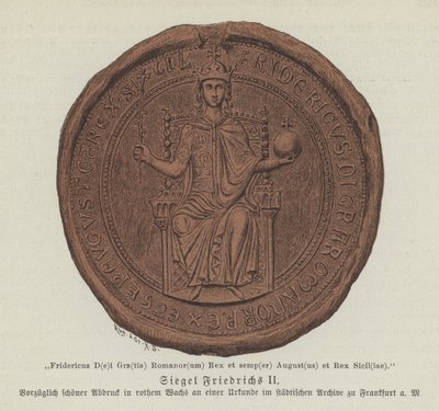 Segl fra Frederik II, den hellige romerske kejser (farve litho) af German School