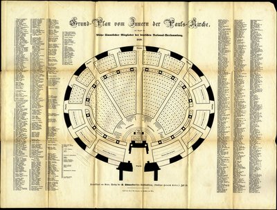Sædeplan for St. Pauls Church Nationalforsamling, 1848 af German School