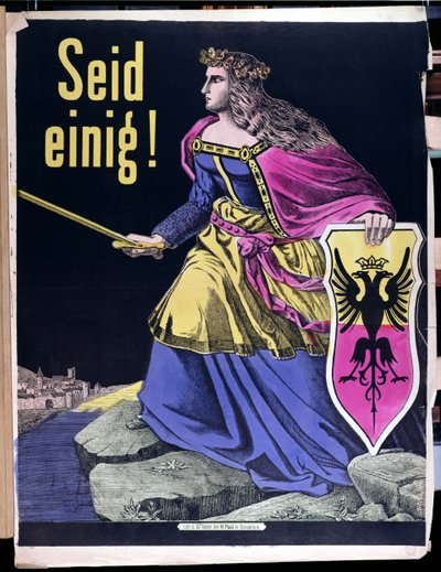 Vær forenet!, tysk patriotisk plakat, ca. 1870 af German School