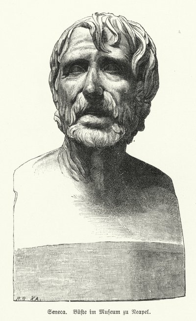 Seneca den Yngre, romersk filosof, statsmand og dramatiker (litho) af German School