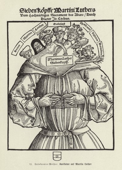 Martin Luthers syv hoveder (litografi) af German School