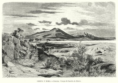 Sted for slaget ved Plataea, Grækenland (litho) af German School