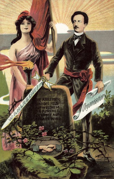 Socialistisk propaganda postkort af German School