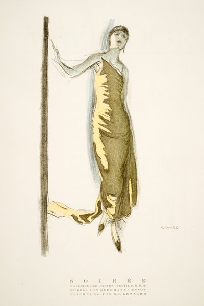 Soirée, fra Styl, pub.1922 (stenciltryk) af German School