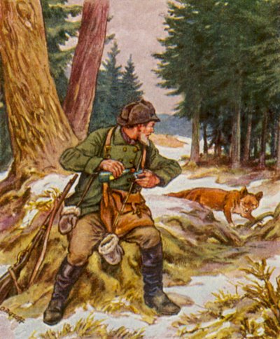 Sonntagsjager / Søndagsjæger (farvelitografi) af German School