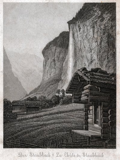 Staubbach vandfald. (stik, ca. 1830) af German School