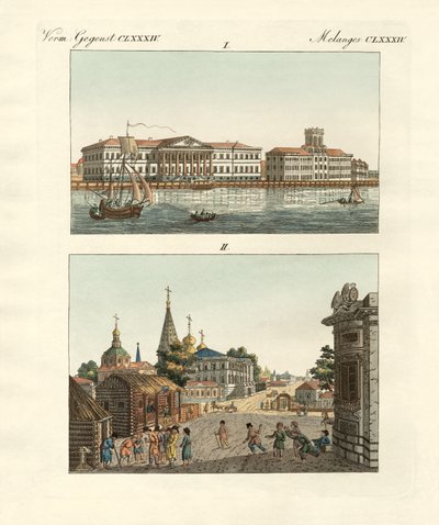 Mærkelige genstande fra Rusland (farvet gravering) af German School