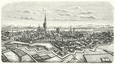 Strasbourg i det 17. århundrede (gravering) af German School
