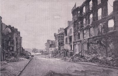 Street in St Cloud, Cassells historie om krigen mellem Frankrig og Tyskland udgivet af Cassell and Company Limited, ca. 1890 (litho) af German School