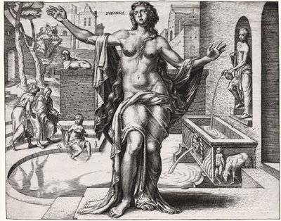 Suzanne i badet. (gravering af German School