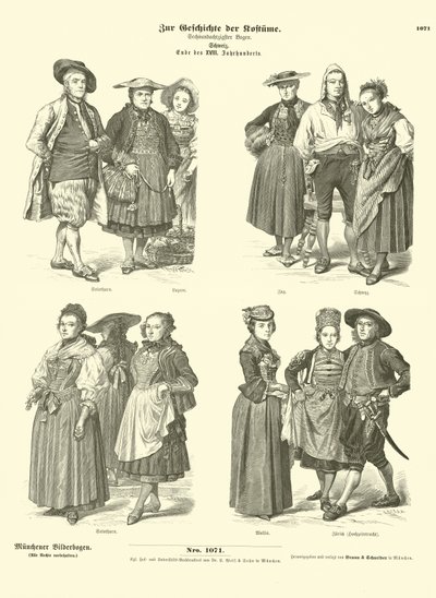 Schweiziske kostumer, slutningen af det 18. århundrede (gravering) af German School