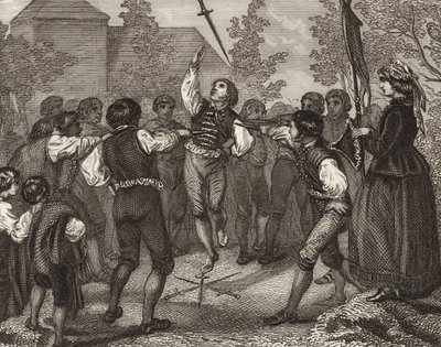 Sværddans, Dithmarschen, Slesvig-Holsten. Illustration til billedatlas (gravering) af German School