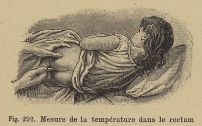Tager et barns temperatur fra endetarmen af German School