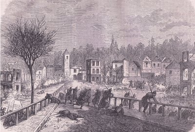 Overtagelse af Brie-sur-Marne, 30. november, Cassells historie om krigen mellem Frankrig og Tyskland udgivet af Cassell and Company Limited, ca. 1890 (litho) af German School