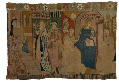 Gobelin, der forestiller præsentationen i Jomfruens tempel og hendes uddannelse, fra Mellemtyskland af German School