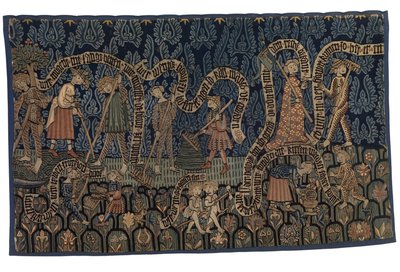 Gobelin, der illustrerer juli måned, ca. 1400-25 (uld og hør) af German School
