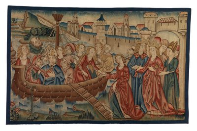 Tapestry-panel, der afbilder St. Ursulas og Prins Artherius