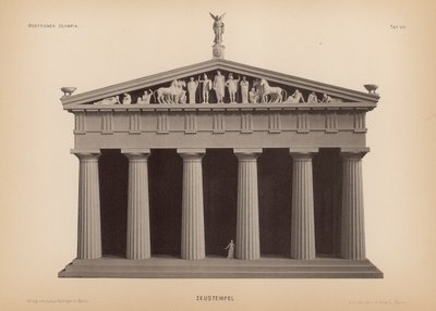 Zeus-templet, Olympia, Grækenland (litho) af German School