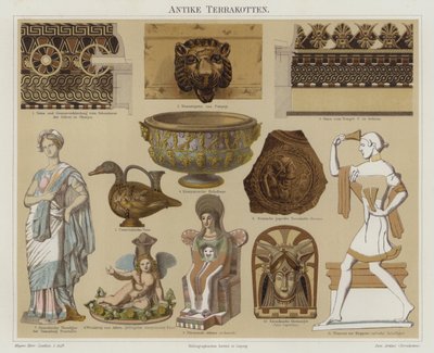 Terracotta antikviteter (farve litho) af German School