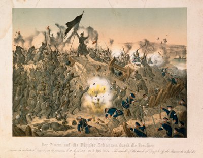 Slaget ved Dybboel i Anden Slesvigske Krig, den 18. april 1864, udgivet af Verlag A. Felgner, Berlin, 1864 af German School