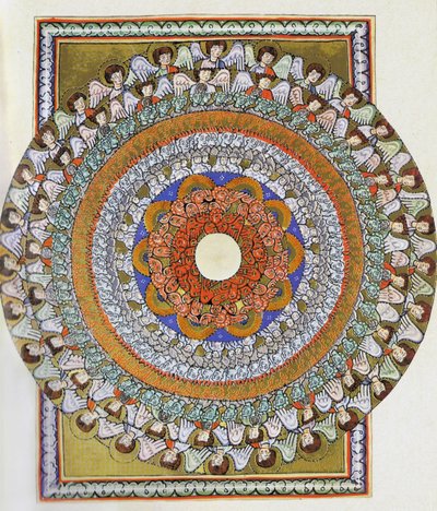 Englekoret. Miniature fra Liber Scivias af Hildegard af Bingen, ca. 1175 (akvarel på pergament) af German School
