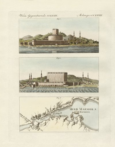Dardanellerne (farvet gravering) af German School