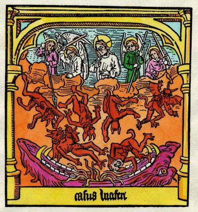Lucifers og de oprørske engles fald, illustration fra en kopi af 