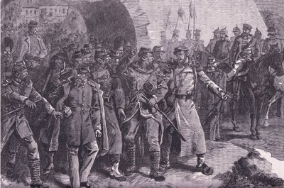 Den franske hær forlader Metz, Cassells historie om krigen mellem Frankrig og Tyskland udgivet af Cassell and Company Limited, ca. 1890 (litho) af German School