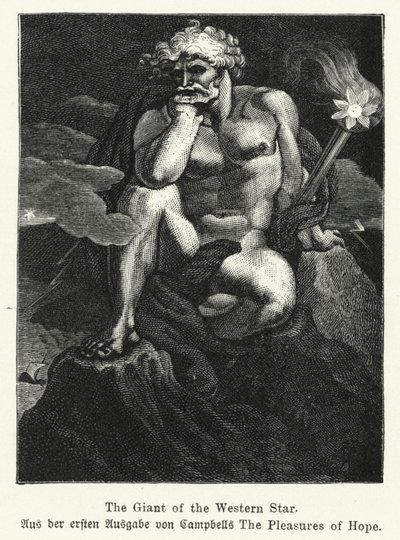 The Giant of the Western Star, illustration fra den første udgave af den skotske digter Thomas Campbells The Pleasures of Hope af German School